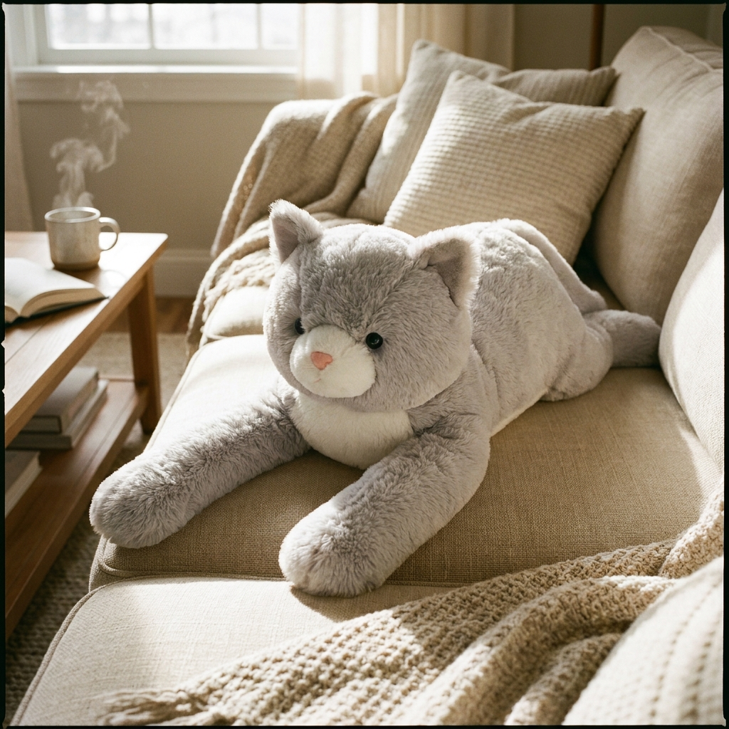 Giant Gray Cat Plush