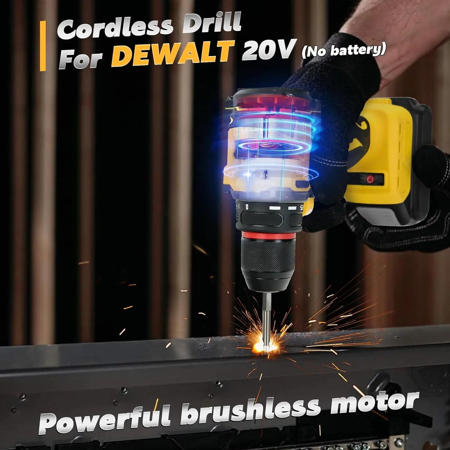 Cordless Drill Driver Compatible with Dewalt 20V Battery Brushless Two Speed - Image 2